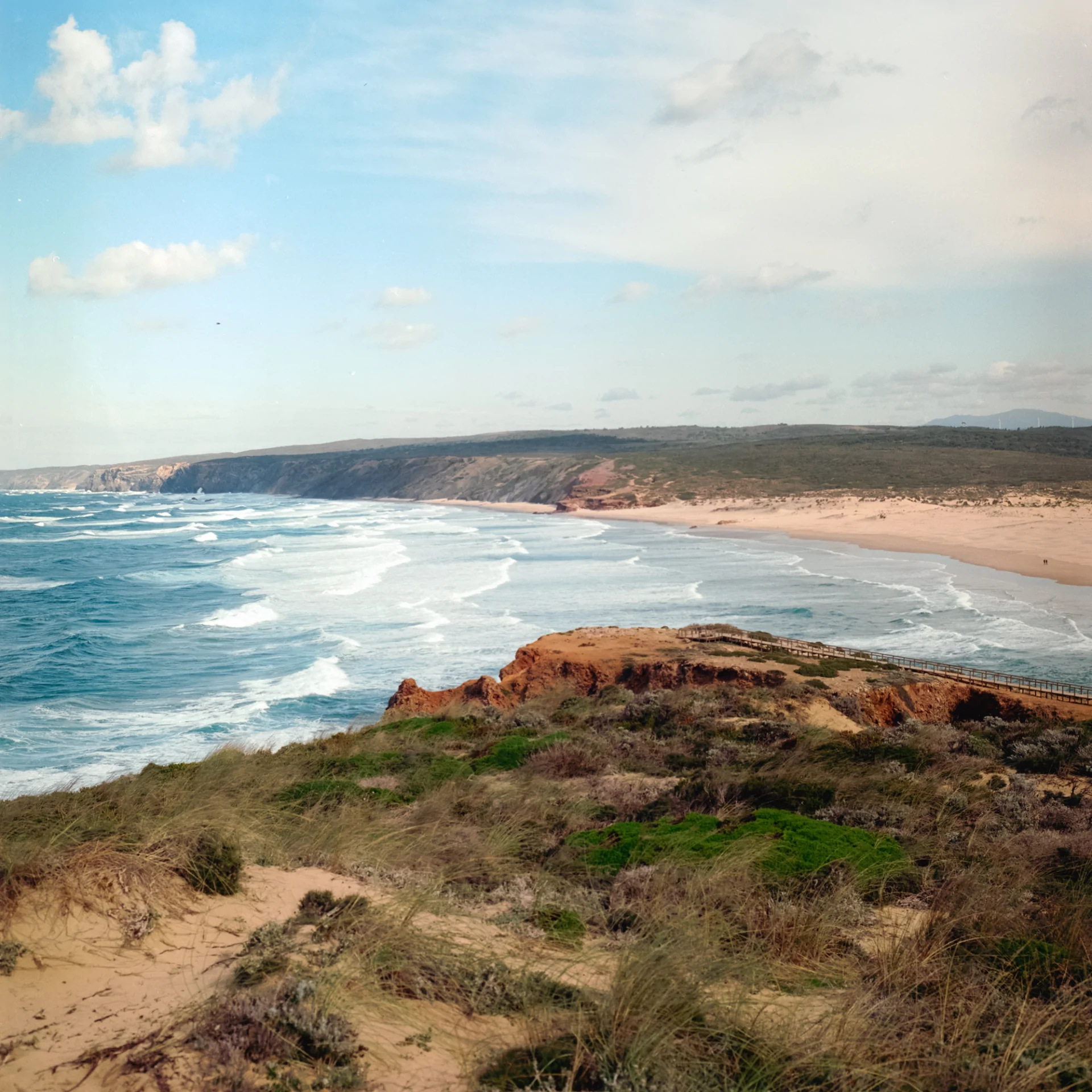 A view of the Atlantic ocean from a hillside in Algarve.