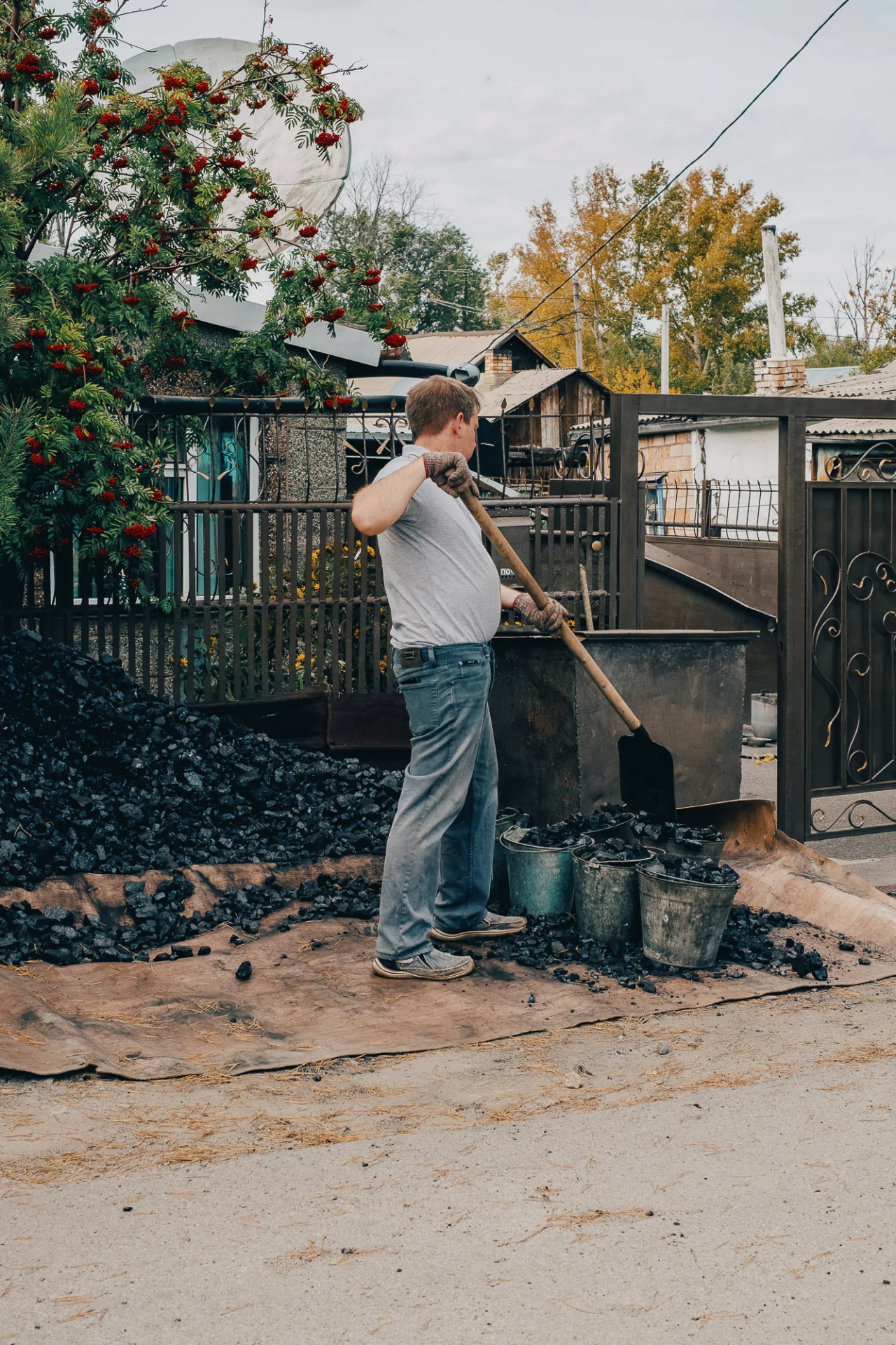 A man with a shovel.